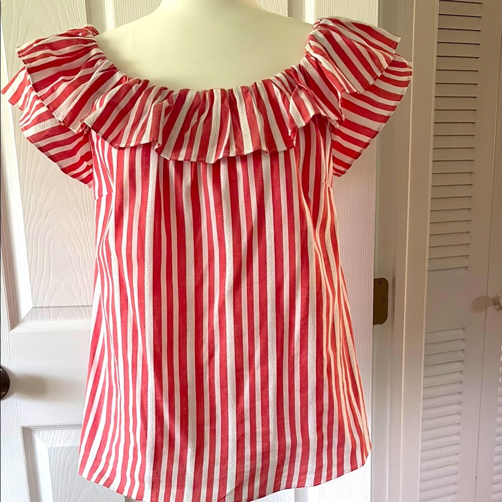 Michael Kors Striped Top in Red and White